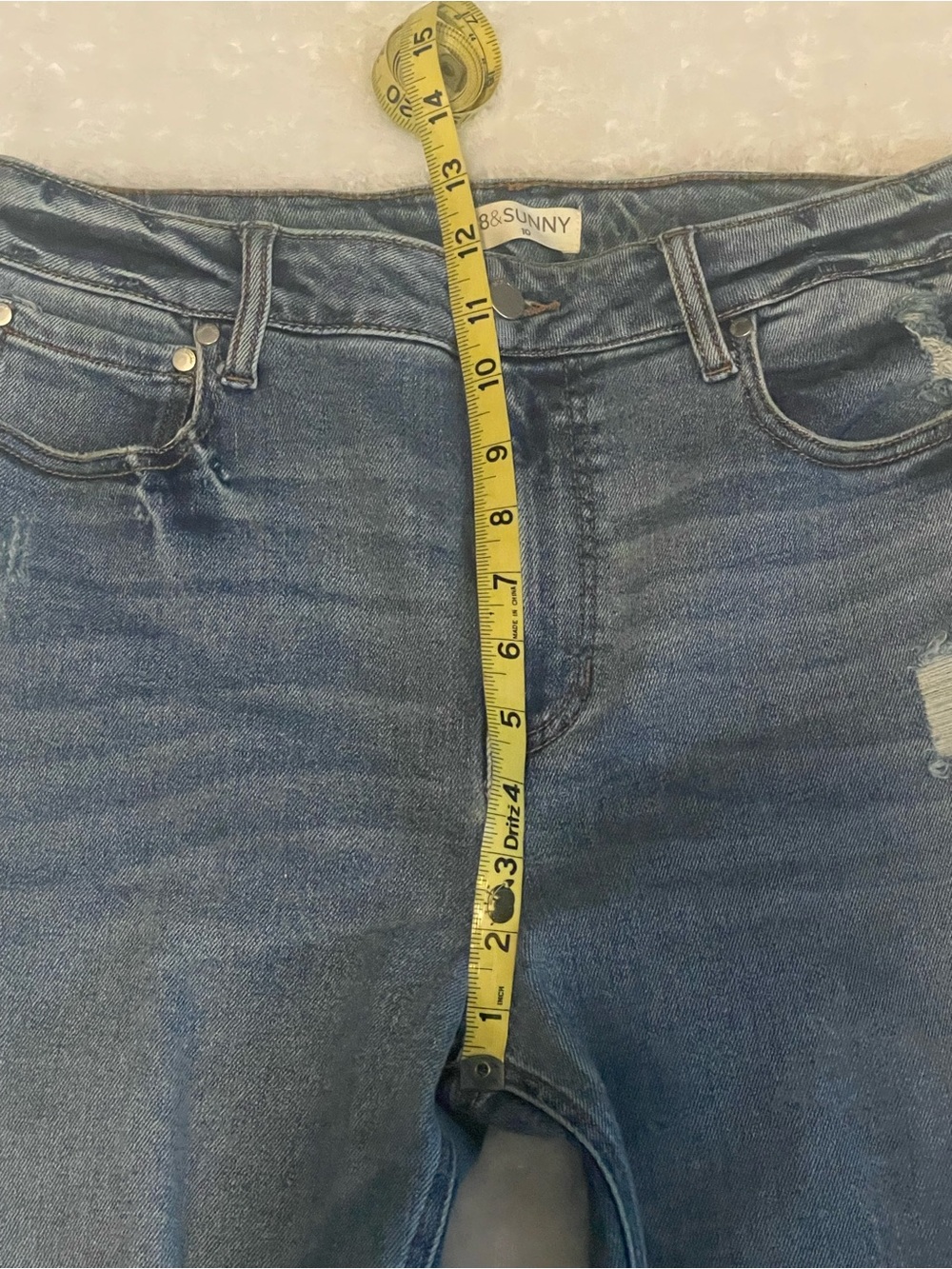 78&Sunny Carly High Rise Distressed Mom Jeans in Medium Wash Denim - Picture 6 of 7
